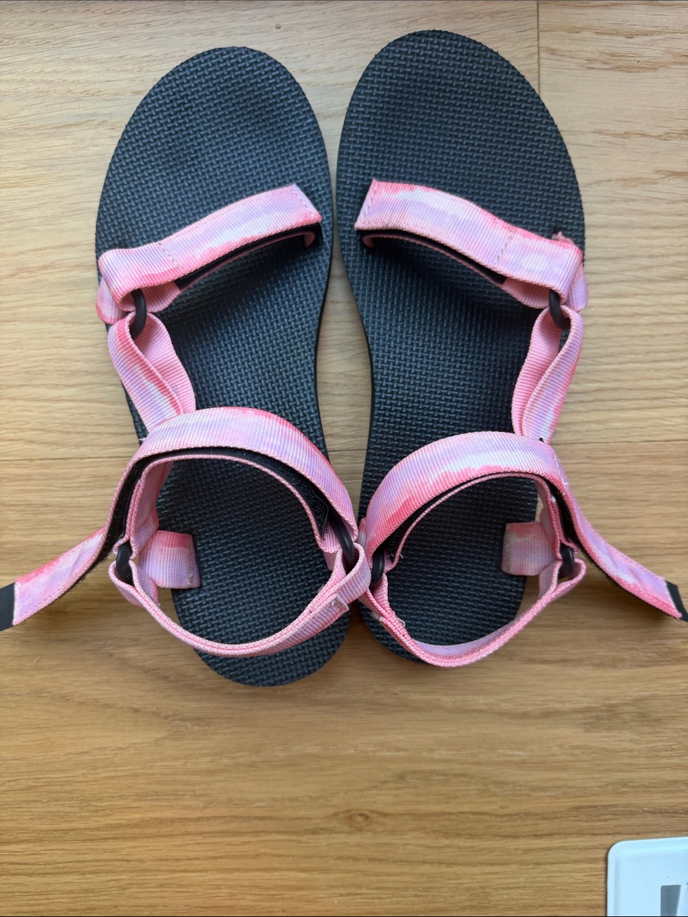 Teva Women’s Pink Strap Sandals with Black Footbed